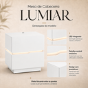 Ver imagem 3 de Mesa de Cabeceira 60cm com LED 100% MDF 2 Gavetas Lumiar Linha Alta Moderna Lateral:Branco