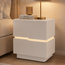 Ver imagem 6 de Mesa de Cabeceira 60cm com LED 100% MDF 2 Gavetas Lumiar Linha Alta Moderna Lateral:Branco