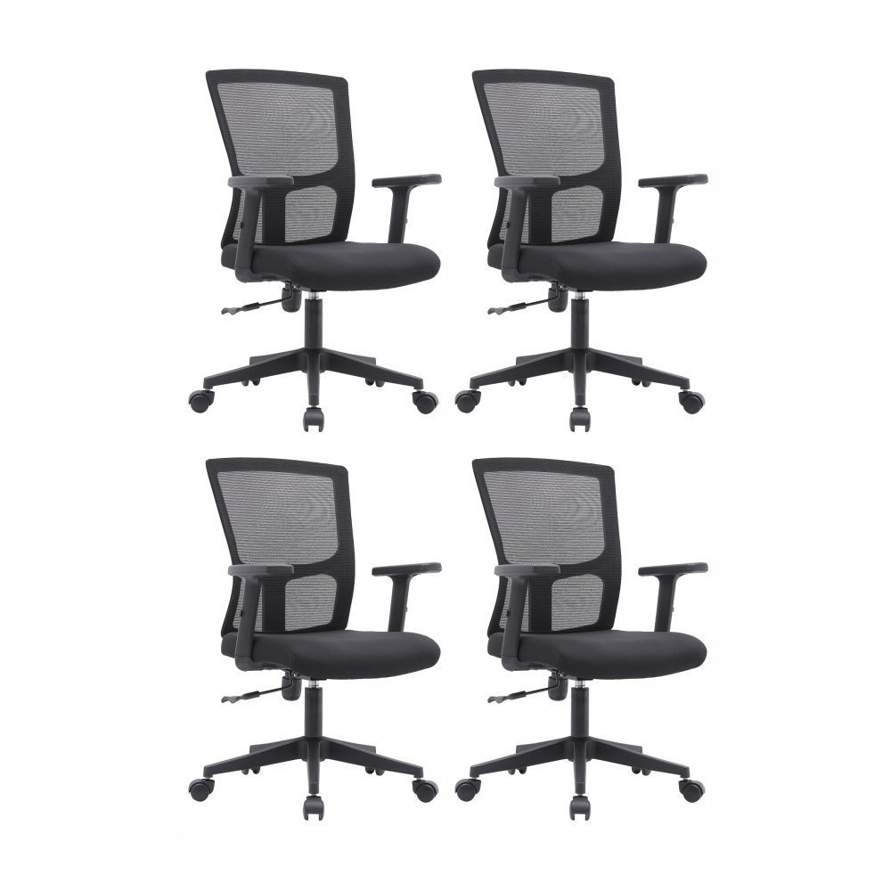 Cadeira Escritório Diretor Grid em Tela - Preta:4 Cadeiras