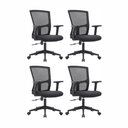 Ver imagem 1 de Kit 4 Cadeiras de Escritório Diretor Grid em Tela - Preta
