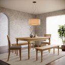 Ver imagem 1 de Conjunto Mesa Rubi com 2 Bancos e 2 Cadeiras Madeira Pinus Freijó - Finestra
