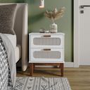 Ver imagem 1 de Mesa de Cabeceira Bide Cama Moderno 45 Cm Palhinha Indiana Santorini Branco