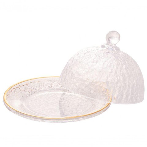 Queijeira Porta Queijo com Tampa Petra 19,5cm Cristal - Lyor