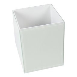 PORTA ESCOVA EM VIDRO E MADEIRA BRANCO 18CM X 18CM X 22CM - 1