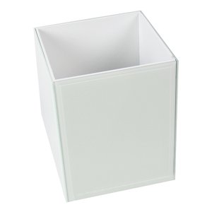 PORTA ESCOVA EM VIDRO E MADEIRA BRANCO 18CM X 18CM X 22CM