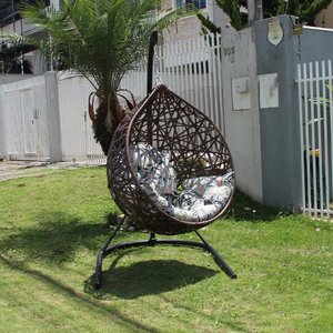 Balanço Pingo em Fibra Sintética Louca Marrom - Tecido Vinales Azul