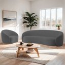 Ver imagem 2 de Kit Sofá 3 Lugares 200cm e Poltrona Orgânica Luxo Recepção Amore Linho Cinza Escuro - Amarena Móveis