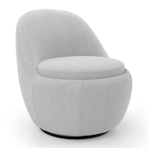 Poltrona Orgânica Living Memphis Base Giratória Bouclê Cinza Claro - Abmaza