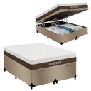 Ver imagem 1 de Cama Box com Baú Casal Elegance Molas Ensacadas Suede Bege Bipartido 138cm Royal Sleep