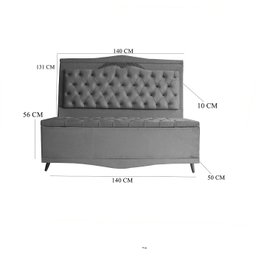 Kit Cabeceira De Cama Box Casal e Calçadeira Baú 140 cm Barcelona Bege Dimazza Móveis Kit Cabeceira  - 4