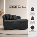 Ver imagem 2 de Recamier Divã Namoradeira Lille Tecido Bouclé Orgânico Curvo Moderno Luxuoso p/ Sala Recepção Hall