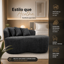 Ver imagem 3 de Recamier Divã Namoradeira Lille Tecido Bouclé Orgânico Curvo Moderno Luxuoso p/ Sala Recepção Hall