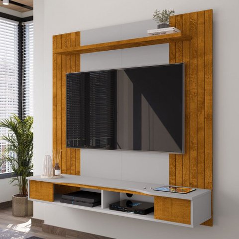 Painel para Tv até 55 Polegadas Ipanema 1 Prateleira Naturalle/off White - Móveis Bechara