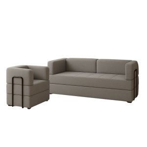 Kit Sofá e Poltrona na Caixa Modular Roberta para a Sala:cinza