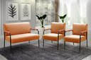 Ver imagem 2 de Kit Namoradeira + 2 Poltronas Jade Braços Metal Decoração Recepção Sala - Veludo Terracota
