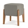 Kit 2 Puff Quadrado Pés Madeira Tecido Linho Apolo Luxo: Cinza - 3