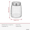 Ver imagem 3 de Pote Hermético de Vidro 1,2L Transparente 16x12x12cm Mantimentos Cozinha Tampa