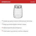 Ver imagem 4 de Pote Hermético de Vidro 1,2L Transparente 16x12x12cm Mantimentos Cozinha Tampa