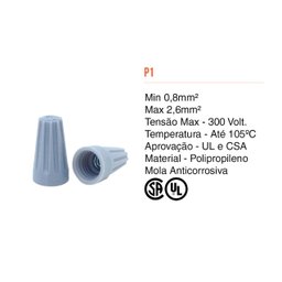 250 Conectores de Torção Emenda para Fios Cabos - até 2,6mm² - 2