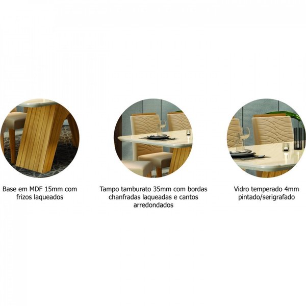Conjunto Sala de Jantar Mesa Tampo Vidro/MDF e 4 Cadeiras Clarice Cimol - imagem destaque 3
