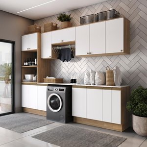 Lavanderia Modulada Kappesberg Celeste 9 Peças Nogueira/branco 310,5cm
