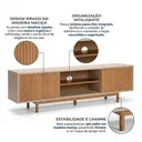 Ver imagem 4 de Rack para TV até 65 Polegadas Ripado em MDF e Pés de Madeira Maciça 180cm Rischio Fendi/Cappuccino