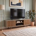 Ver imagem 1 de Rack para TV até 65 Polegadas Ripado em MDF e Pés de Madeira Maciça 180cm Rischio Fendi/Cappuccino