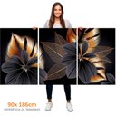 Ver imagem 3 de Kit 3 Quadros Retangulares - Flores Negras e Folhas Douradas