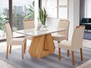 Ver imagem 1 de Conjunto Sala de Jantar Mesa Agata com 4 Cadeiras Paola Tampo de Vidro Retangular Marrom/Nature/Off White/Nude