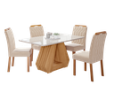 Ver imagem 2 de Conjunto Sala de Jantar Mesa Agata com 4 Cadeiras Paola Tampo de Vidro Retangular Marrom/Nature/Off White/Nude