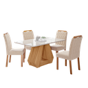 Ver imagem 2 de Conjunto Sala de Jantar Mesa Agata com 4 Cadeiras Paola Tampo de Vidro retangular