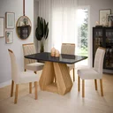 Ver imagem 1 de Conjunto Sala de Jantar Mesa Tampo Vidro/MDF Agata e 4 Cadeiras Juliana