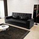 Ver imagem 2 de Sofá Cama 02 lugares Lisboa Corano Pés de Madeira - D’Rossi - Preto