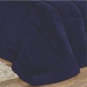 Ver imagem 2 de Edredom Coberdrom Queem Malha Algodão e Manta Flannel - Azul