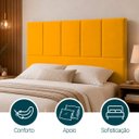 Ver imagem 3 de Cabeceira Classic Casal 140cm para Quarto Cama Decorativa Moderna Elegante Suede Mostarda