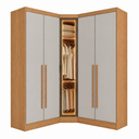 Ver imagem 2 de Guarda-Roupa Modulado Canto Oblíquo Reflecta com LED 5 Portas 6 Gavetas MDF Cairo Marrom/Fendi