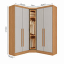 Ver imagem 3 de Guarda-Roupa Modulado Canto Oblíquo Reflecta com LED 5 Portas 6 Gavetas MDF Cairo Marrom/Fendi