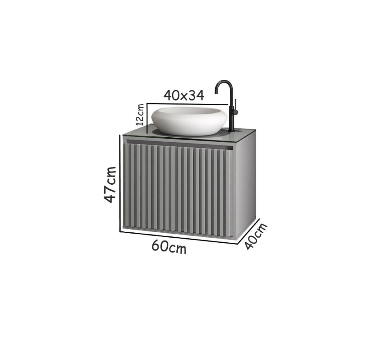 Ver imagem 5 de Balcão Gabinete Banheiro Ripado 60 com Cuba Branca