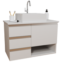 Ver mais imagens de Balcão Móvel Mdf Armário de Banheiro 70cm com Tampo/cuba Prt Branco Um Furo Esquerdo sem Fundo