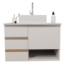 Ver imagem 2 de Balcão Móvel Mdf Armário de Banheiro 70cm com Tampo/cuba Prt Branco Um Furo Esquerdo sem Fundo