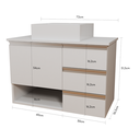 Ver imagem 6 de Balcão Móvel Mdf Armário de Banheiro 70cm com Tampo/cuba Prt Branco Um Furo Esquerdo sem Fundo