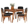 Mesa de Jantar com 4 Cadeiras Ravi Nature Linho Preto Base de Madeira - 1