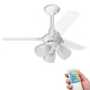 Ver imagem 1 de Ventilador de Teto com Controle Remoto 3 Lâmpadas Rubi Branco Transparente Loren Sid - 220v