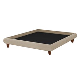 Cama Queen Japonesa 176cm Pés Madeira Haru Linho Bege - Sallar Home - 6