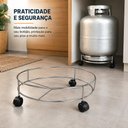Ver imagem 3 de Suporte Botijao de Gas Cromado Carrinho Vaso de Planta Galao Agua Base Reforcada Organizadora com Ro