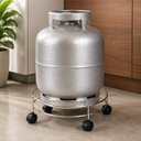 Ver imagem 5 de Suporte Botijao de Gas Cromado Carrinho Vaso de Planta Galao Agua Base Reforcada Organizadora com Ro
