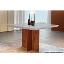 Ver imagem 1 de Mesa para Cozinha Berlim com Tampo 90x90cm Madeirado Vidro Canto Curvo Imbuia Ripado 3d Off White