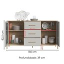 Ver imagem 3 de Balcao Buffet Duo 150 Cm P1068 Oak Arenas Dourado Pp Milani Store