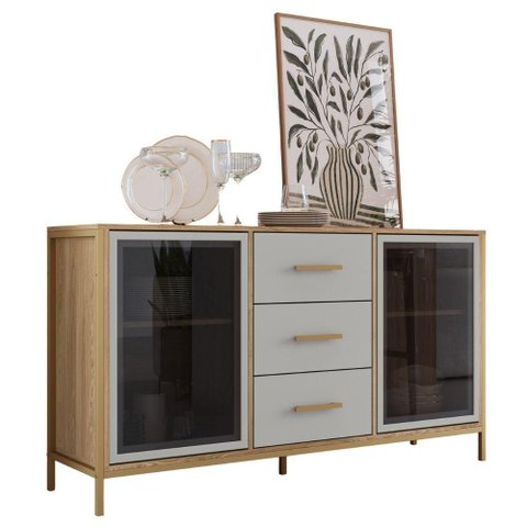 Balcao Buffet Duo 150 Cm P1068 Oak Arenas Dourado Pp Milani Store