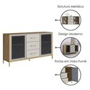 Ver imagem 4 de Balcao Buffet Duo 150 Cm P1068 Oak Arenas Dourado Pp Milani Store